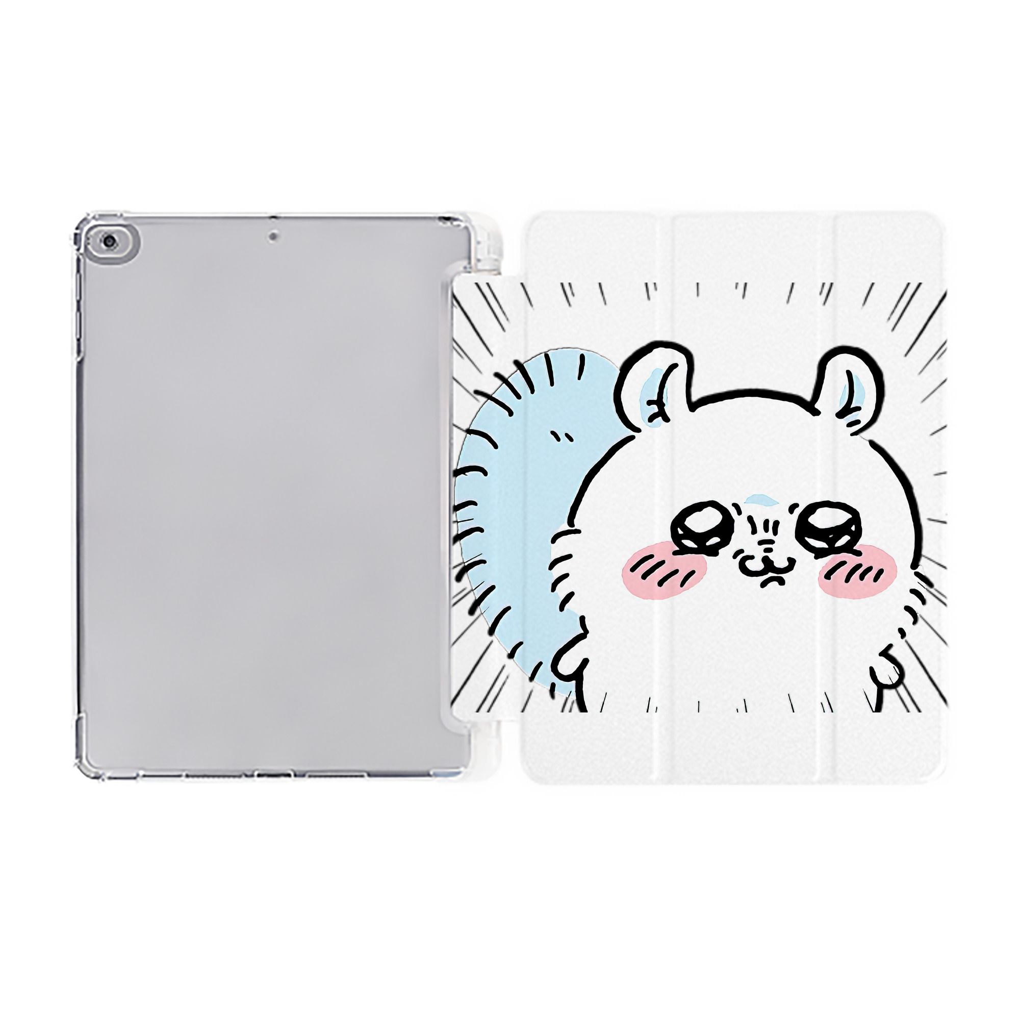 （画像用） ちいかわ モモンガ Chii-kawa Momonga IPad ケース ペン収納付き 三つ折りスタンド PUレザー×シリコン 対応機種9.5/10.5/10.9インチ